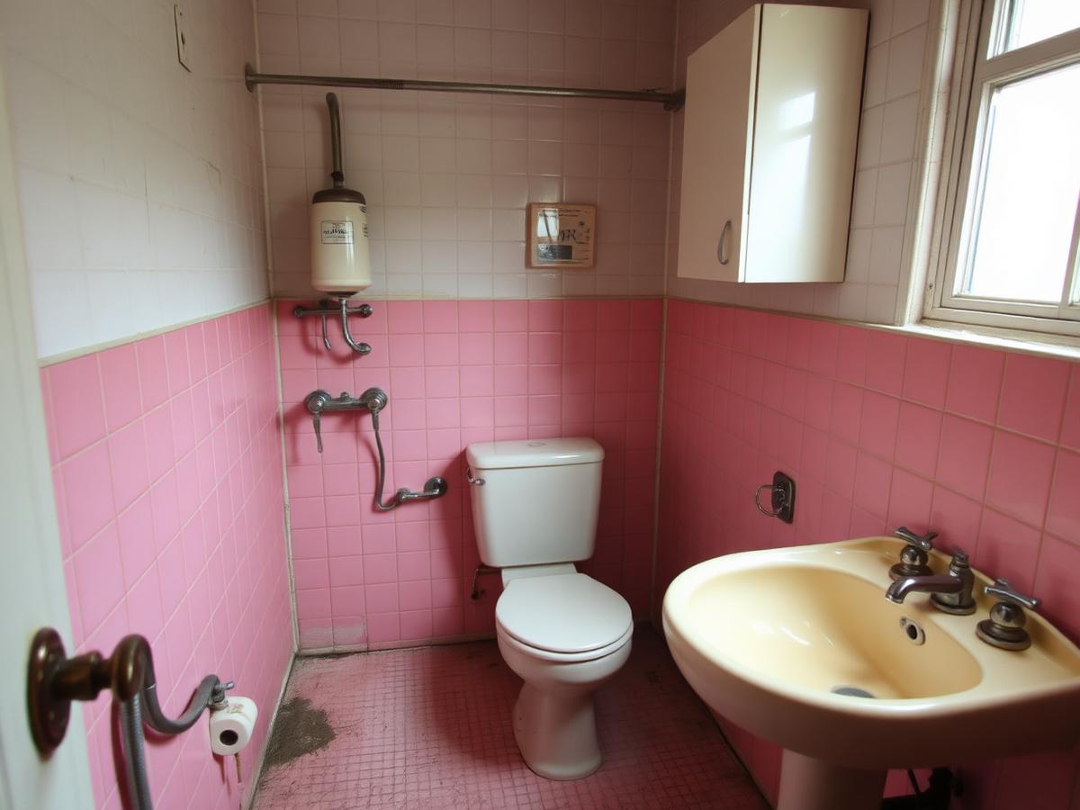 Roze tegels de deur uit — voor